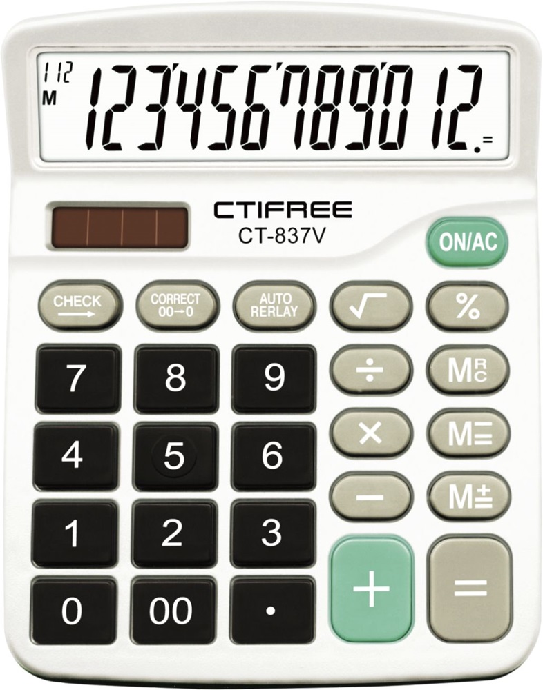 CTIFREE CT-837V számológép, 120x150mm, 12 számjegy, dual power, 2 év garancia