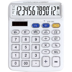CTIFREE ECO-001 fehér számológép, 120x154mm, 12 számjegy, dual power, 2 év garancia