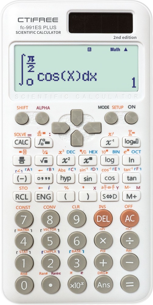 CTIFREE FC-991 ES PLUS 2nd FEHÉR tudományos számológép, 77x161mm, dual power, 2 év garancia (Újszerű)