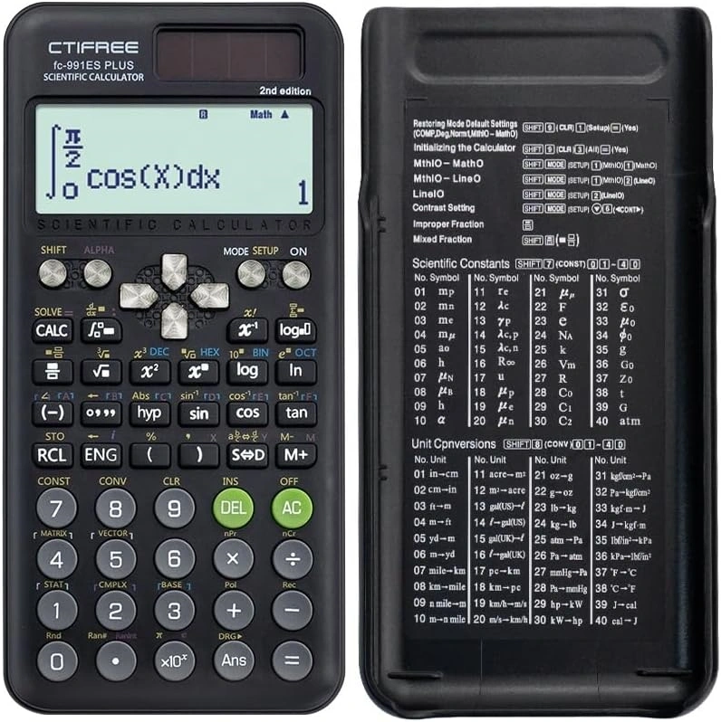 CTIFREE FC-991 ES PLUS 2nd tudományos számológép, 77x161mm, dual power, 2 év garancia
