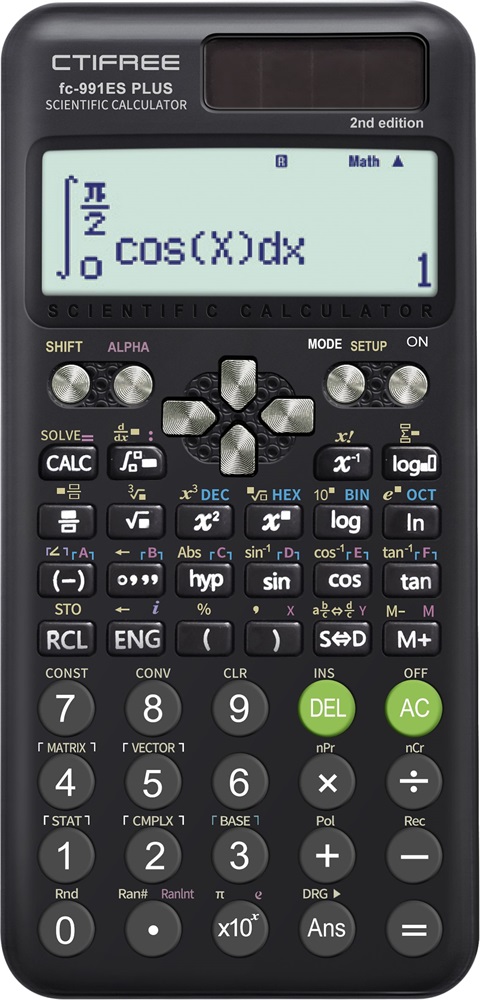 CTIFREE FC-991 ES PLUS 2nd tudományos számológép, 77x161mm, dual power, 2 év garancia