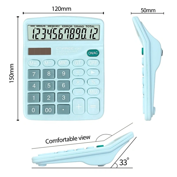 CTIFREE M-28-C BLUE kék számológép, 120x150mm, 12 számjegy, dual power, 2 év garancia