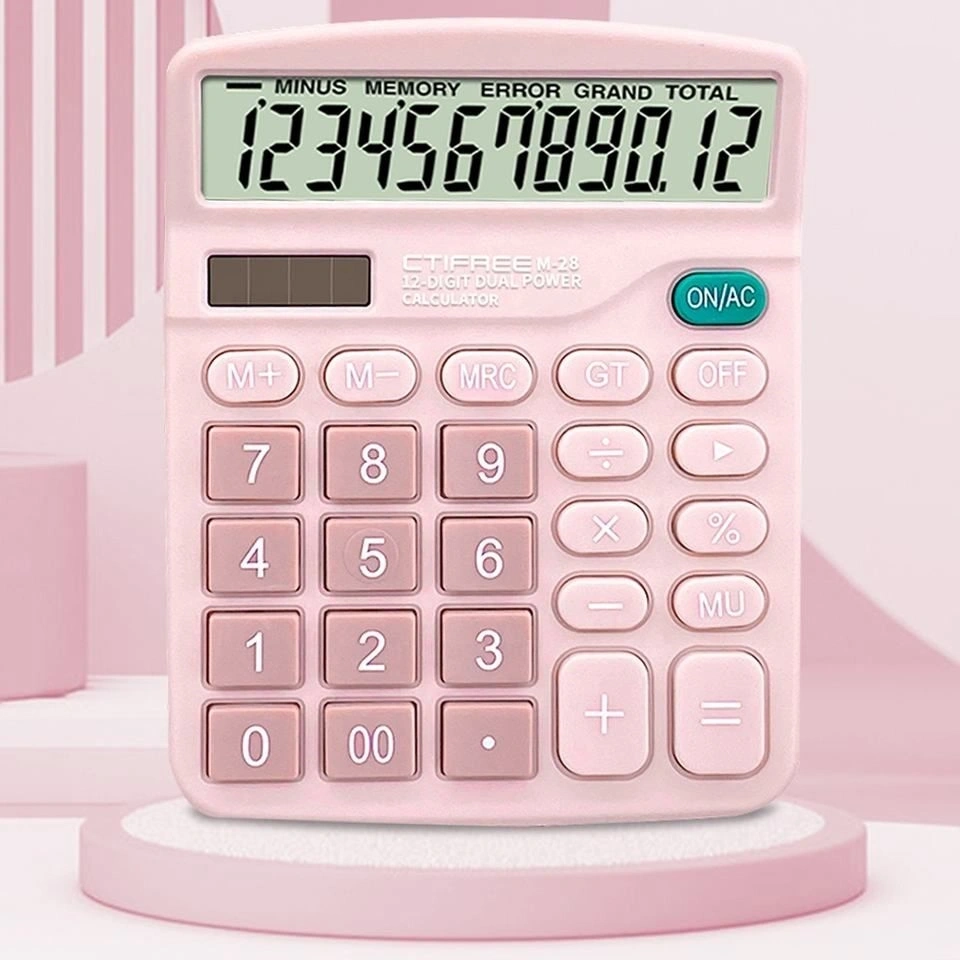 CTIFREE M-28-C PINK rózsaszín számológép, 120x150mm, 12 számjegy, dual power, 2 év garancia