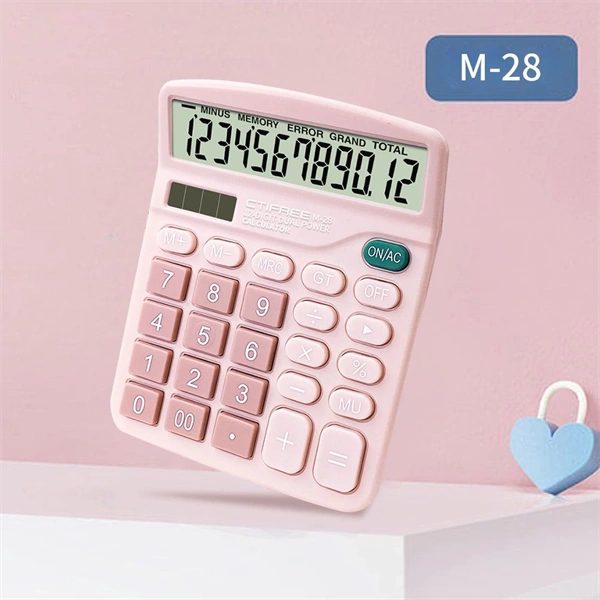 CTIFREE M-28-C PINK rózsaszín számológép, 120x150mm, 12 számjegy, dual power, 2 év garancia