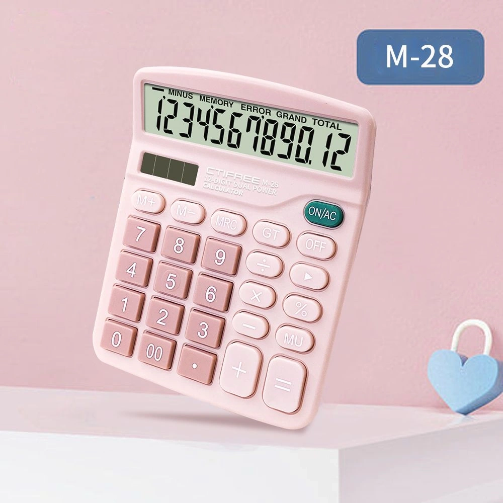 CTIFREE M-28-C PINK rózsaszín számológép, 120x150mm, 12 számjegy, dual power, 2 év garancia