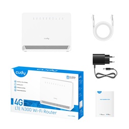 CUDY LT400E egysávos N300 WIFI 4G LTE CAT4, nanoSIM, belső antennás fehér Router