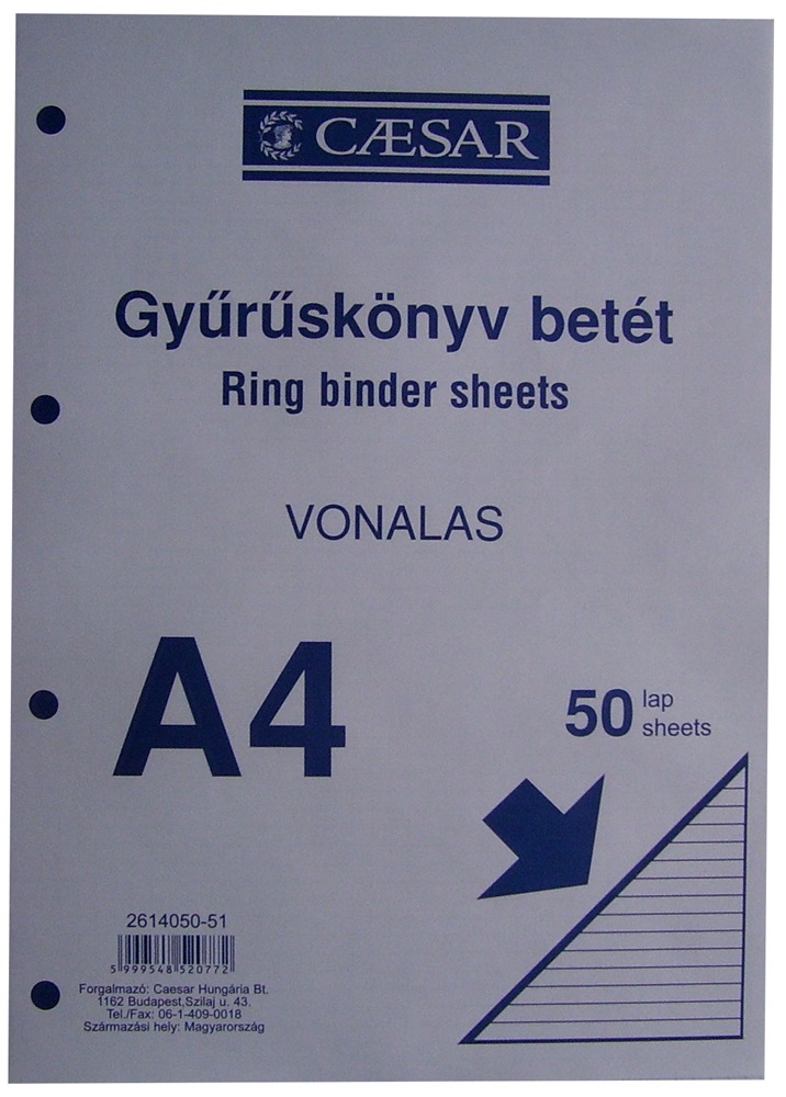Caesar A4 50 lapos vonalas gyűrűskönyv betét