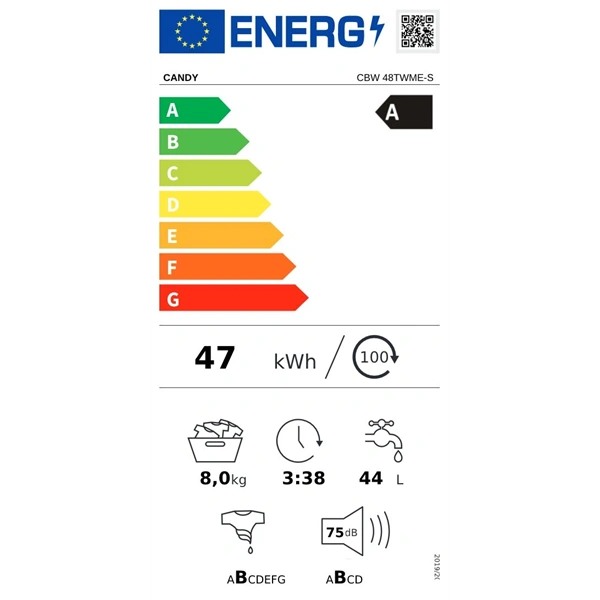 Candy CBW 48TWME-S fehér, elöltöltős, max.1400ford., 8 kg, beépíthető mosógép (Újszerű)