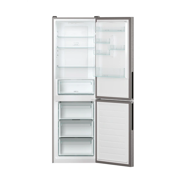 Candy CCE4T618DX inox, alulfagyasztós, Hűtő:222L, Fagyasztó:119L, No frost hűtőszekrény (Újszerű)