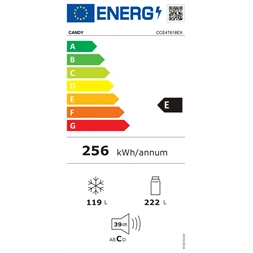 Candy CCE4T618EX inox, alulfagyasztós, Hűtő:222L, Fagyasztó:119L, No frost hűtőszekrény (Újszerű)