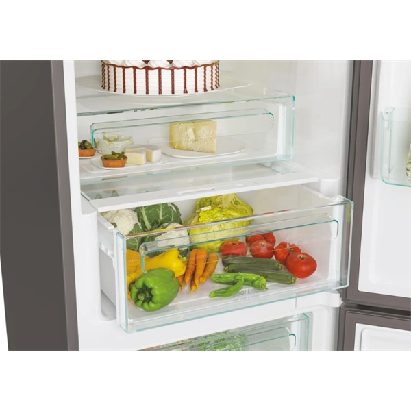 Candy CCE4T618EX inox, alulfagyasztós, Hűtő:222L, Fagyasztó:119L, No frost hűtőszekrény (Újszerű)