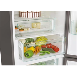 Candy CCE4T618EX inox, alulfagyasztós, Hűtő:222L, Fagyasztó:119L, No frost hűtőszekrény (Újszerű)