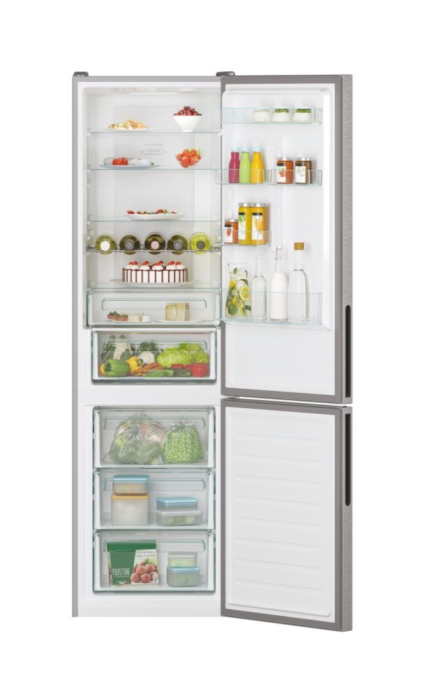 Candy CCE7T620EX ezüst, alulfagyasztós, Hűtő:258L, Fagyasztó:119L, No frost hűtőszekrény