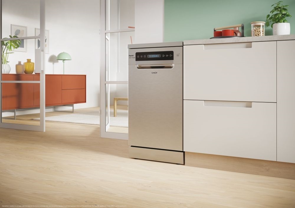 Candy CF0C7SB0FX inox, programok száma:8, szabadonálló, 10 terítékes mosogatógép