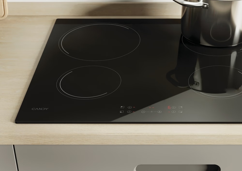 Candy CH64CCB/4U2 fekete, beépíthető, elektromos üvegkerámia, főzőzóna: 4, beépíthető méret: 56cm, főzőlap