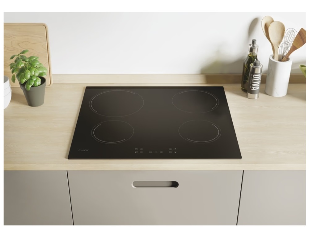 Candy CH64CCB fekete, beépíthető, elektromos üvegkerámia, főzőzóna: 4, beépíthető méret: 56cm, főzőlap