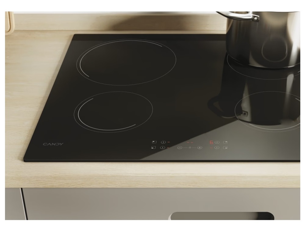 Candy CH64CCB fekete, beépíthető, elektromos üvegkerámia, főzőzóna: 4, beépíthető méret: 56cm, főzőlap