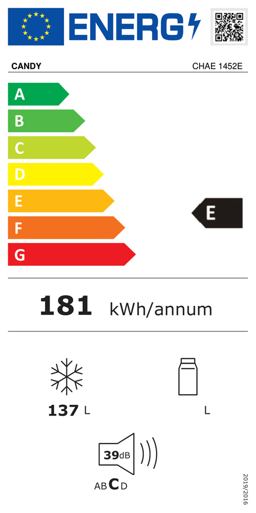 Candy CHAE 1452E fehér, Hűtő:L, Fagyasztó:137L, fagyasztóláda