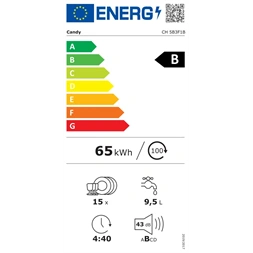 Candy CH 5B3F1B programok száma:8, beépíthető, 15 terítékes mosogatógép