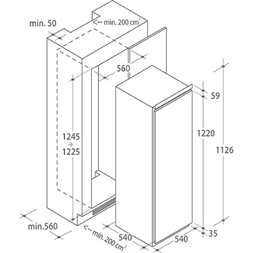Candy CIL 220 EE/N fehér, egyajtós, beépíthető, Hűtő:197L, hűtőszekrény