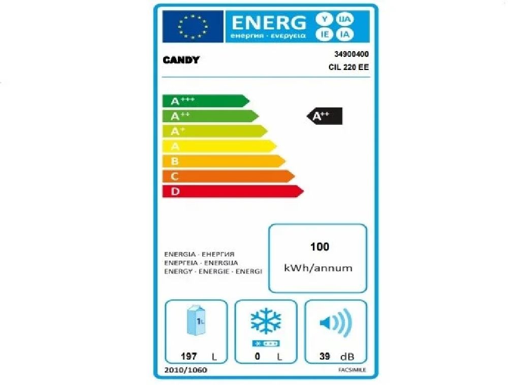 Candy CIL 220 EE/N fehér, egyajtós, beépíthető, Hűtő:197L, hűtőszekrény