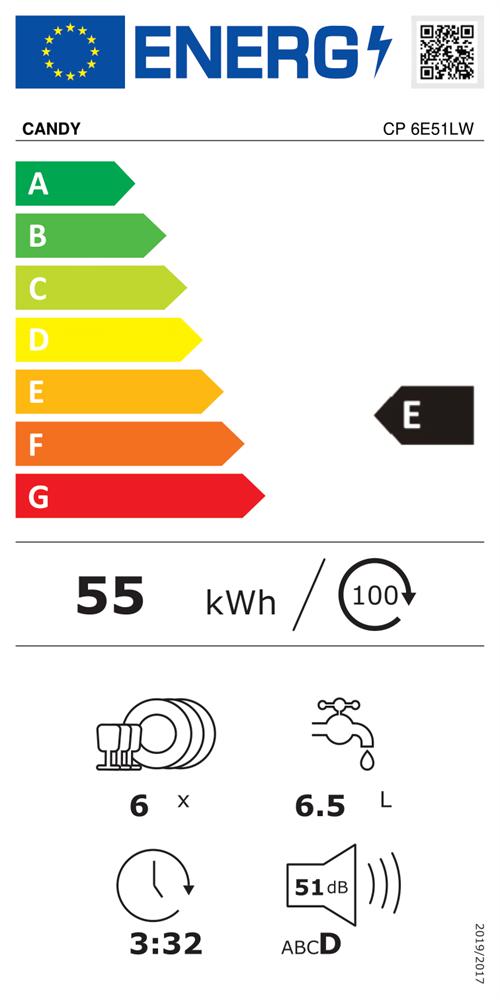 Candy CP 6E51LW fehér, programok száma: 5, asztali, 6 terítékes mosogatógép 