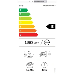 Candy CROE H10A2TBE-S fehér, 10 kg, hőszivattyús, szárítógép