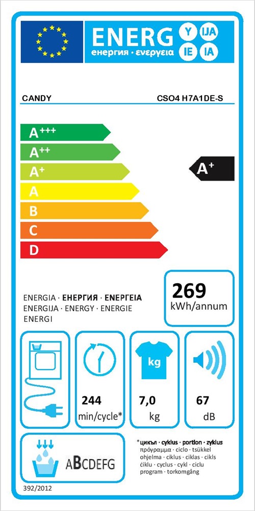 Candy CSO4H7A1DE-S fehér, 7 kg, hőszivattyús, keskeny, szárítógép