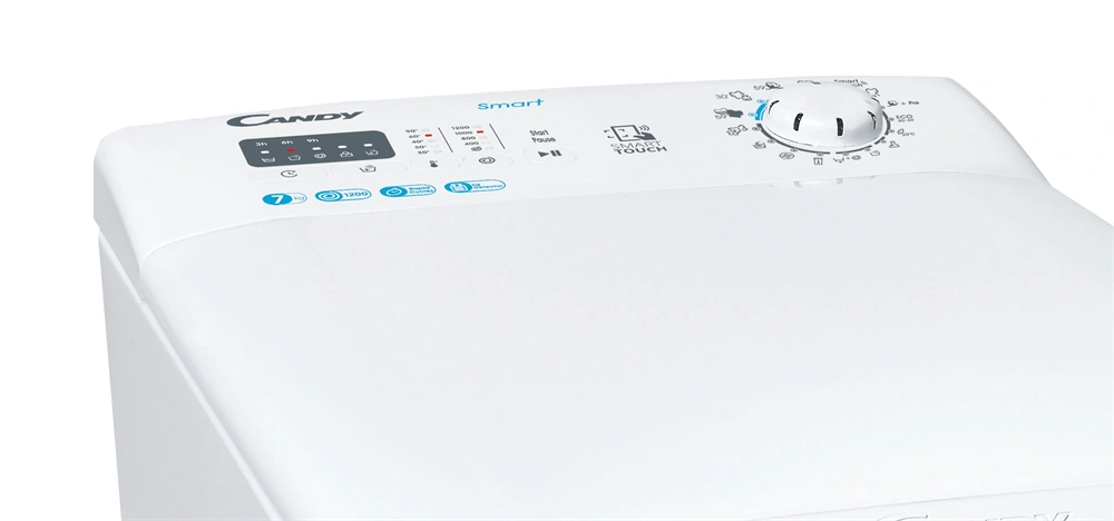 Candy CST27LET fehér, felültöltős, max.1200ford., 7 kg, mosógép (Használt - A)
