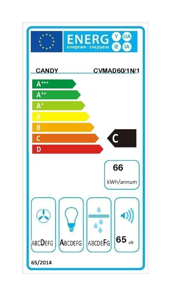 Candy CVMAD60/1N/1 fekete, szabadonálló, kürtős, méret:60 cm, zajszint:65 dB, páraelszívó