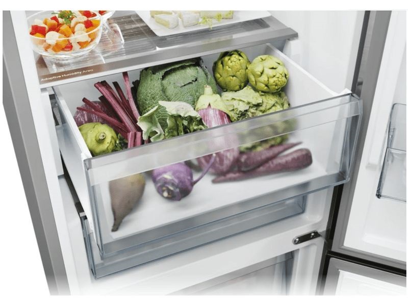 Candy ECN4CQTEX206 inox, alulfagyasztós, Hűtő:289L, Fagyasztó:120L, No frost hűtőszekrény