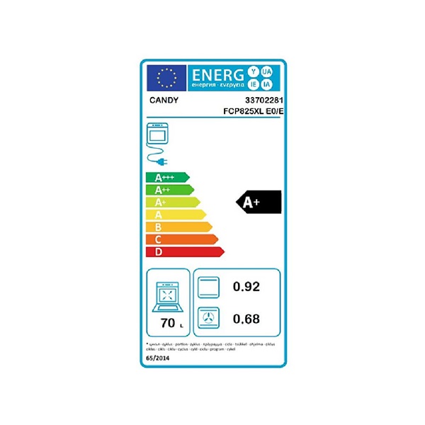 Candy FCP825XL E0/E beépíthető fekete-inox sütő