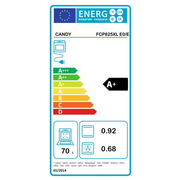 Candy FCP825XL E0/E beépíthető fekete-inox sütő