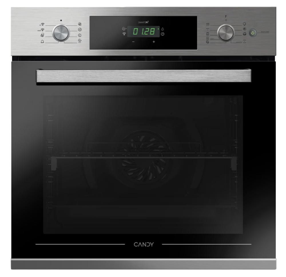Candy FCTS886XL inox, beépíthető, sütőtér: 70L, grill, légkeverés, pirolitikus, sütő