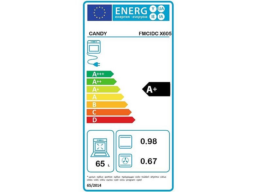 Candy FMCIDC X605 inox, beépíthető, sütőtér: 65L, grill, légkeverés, sütő