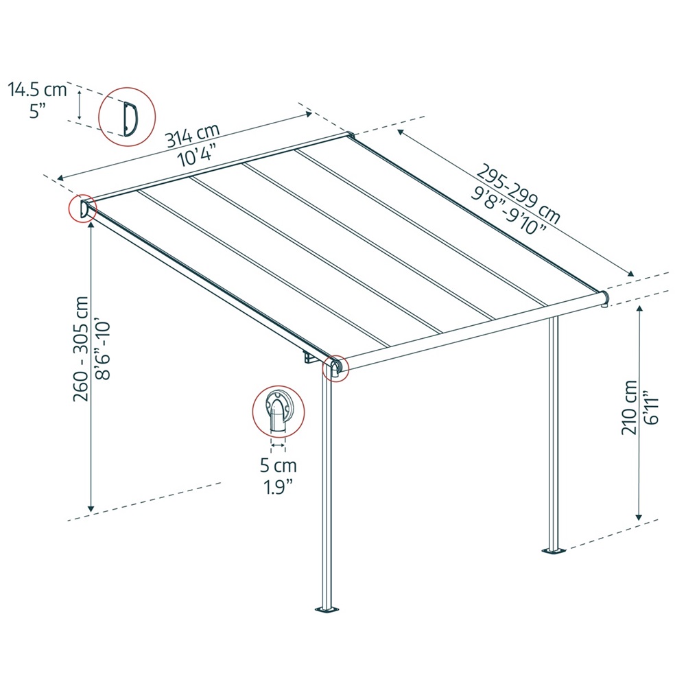 Canopia Capri 3000 szürke 3 x 3 - pergolák