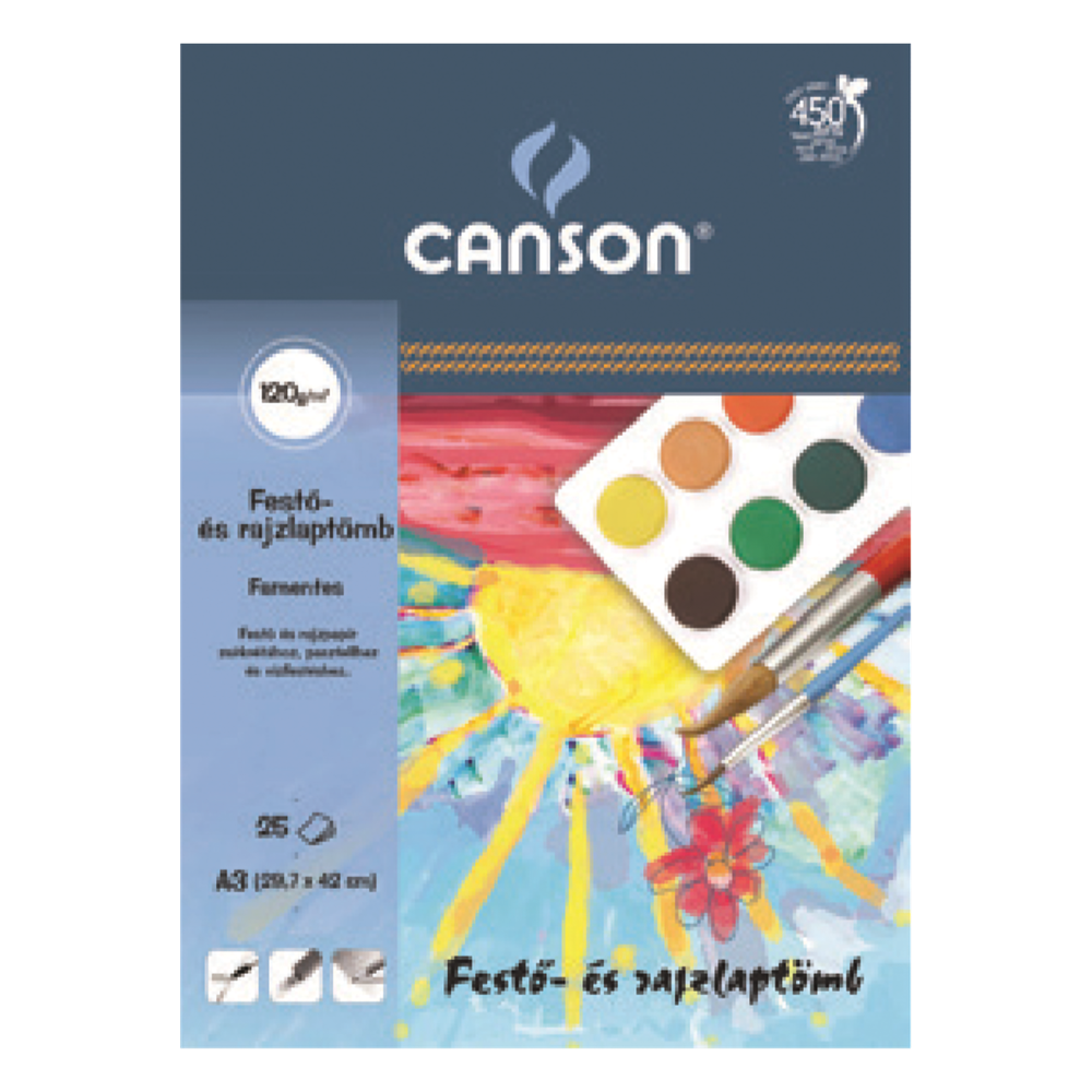 Canson A4 vízfestékes iskolai 25db-os fehér festőtömb