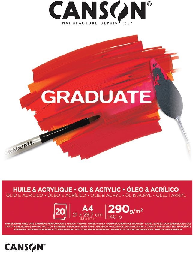 Canson Graduate A4, álló, 290 g/m2, ragasztott olaj- és akrilfestő papírtömb