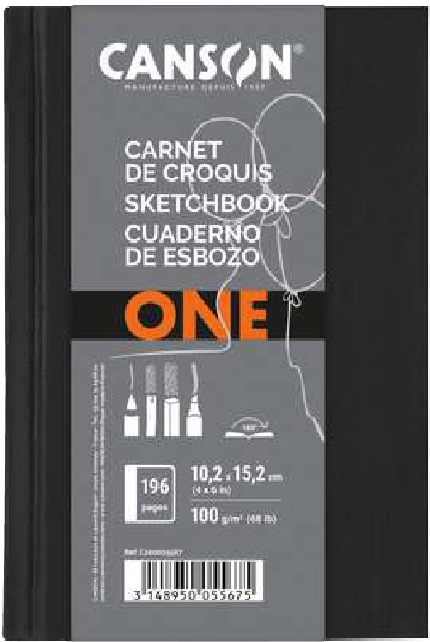 Canson One 10,2x15,2 cm, álló, 100 g/m2, ragasztott fehér rajzpapírfüzet