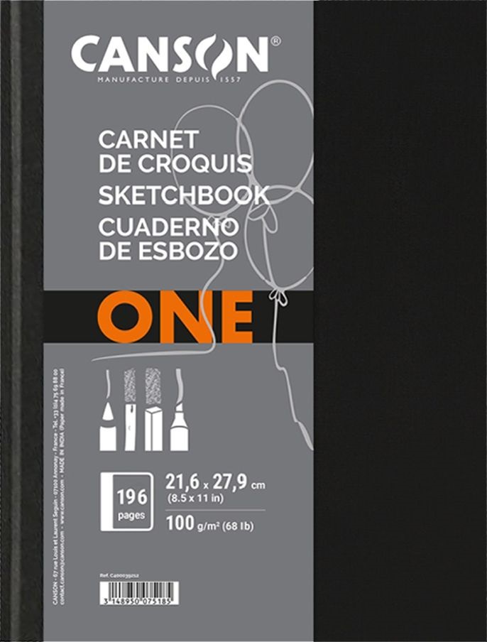 Canson One 21,6x27,9 cm, álló, 100 g/m2, ragasztott fehér rajzpapírfüzet