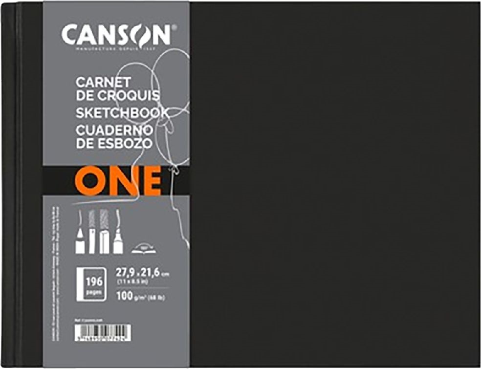 Canson One 27,9x21,6 cm, fekvő, 100 g/m2, ragasztott fehér rajzpapírfüzet