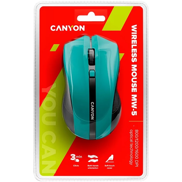 Canyon CNE-CMSW05 vezeték nélküli optikai egér zöld-fekete