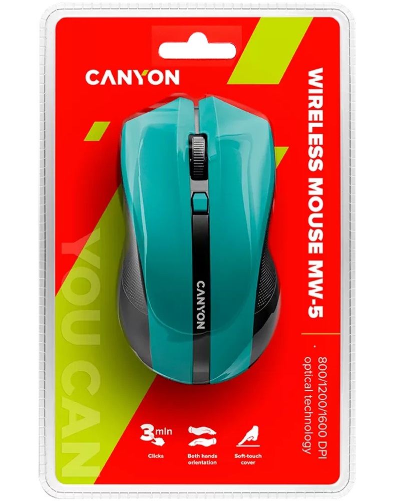 Canyon CNE-CMSW05 vezeték nélküli optikai egér zöld-fekete