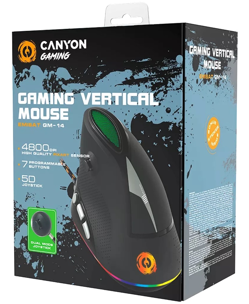 Canyon Emisat Vertical USB optikai gaming egér fekete