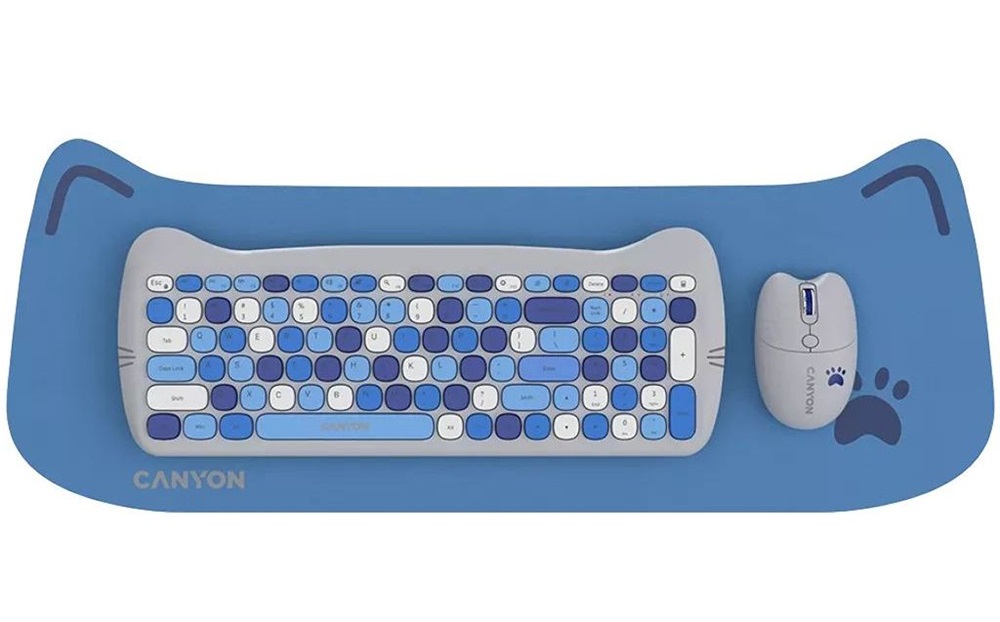 Canyon HSET-W6 HU Kitty Edition kék vezeték nélküli billentyűzet és egér