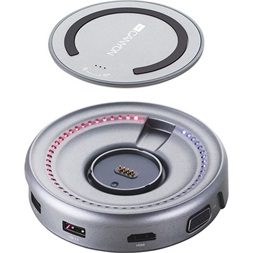 Canyon Multiport Docking Station with 5 port, with wireless charger 10W, 2*Type C+1*HDMI+1*VGA+1*USB3.0+1*USB2.0. Input