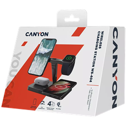 Canyon WS-404 4-in-1 15W univerzális vezeték nélküli töltő adapter fekete (Qi)
