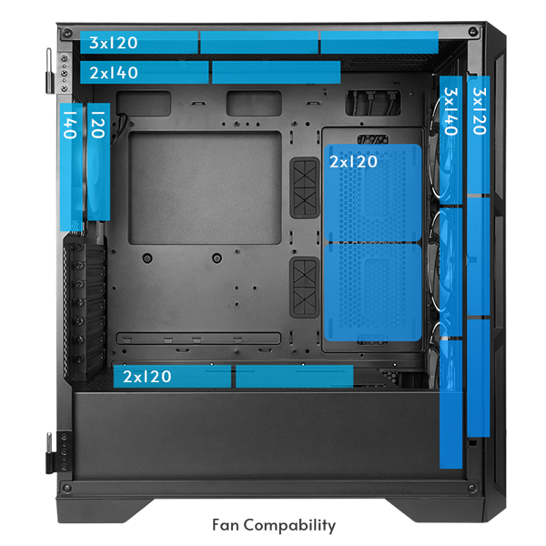 Chieftec GA-01B-TG-OP Apex A-RGB fekete (táp nélküli) ablakos EATX ház