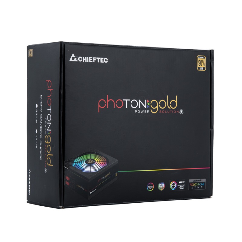 Chieftec Photon Gold GDP-750C-RGB 750W 90+ GOLD PFC 14 cm RGB ventilátorral dobozos tápegység