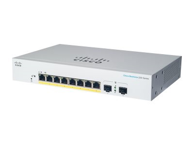 Cisco CBS220-8FP-E-2G 8x GbE PoE+ LAN 2x SFP port L2 smart menedzselhető PoE+ switch